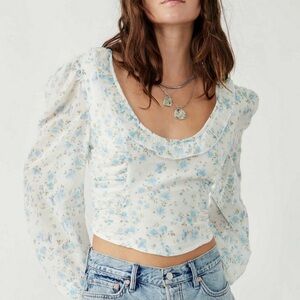 Free People Another Life floral printed top size Large
